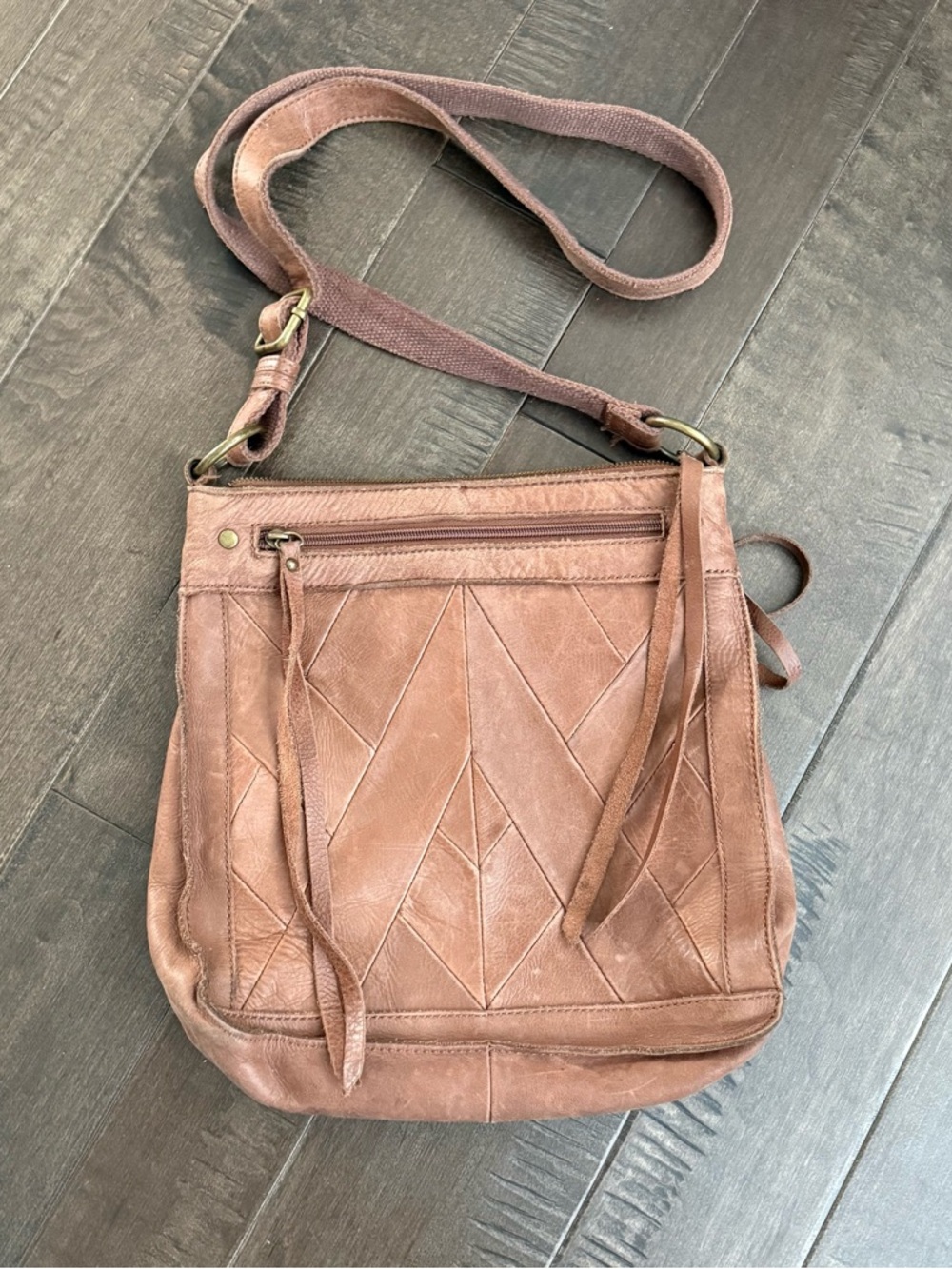 Lucky Brand Rayla Crossbody Bag Purse Boho Leather Brown Tan Raya